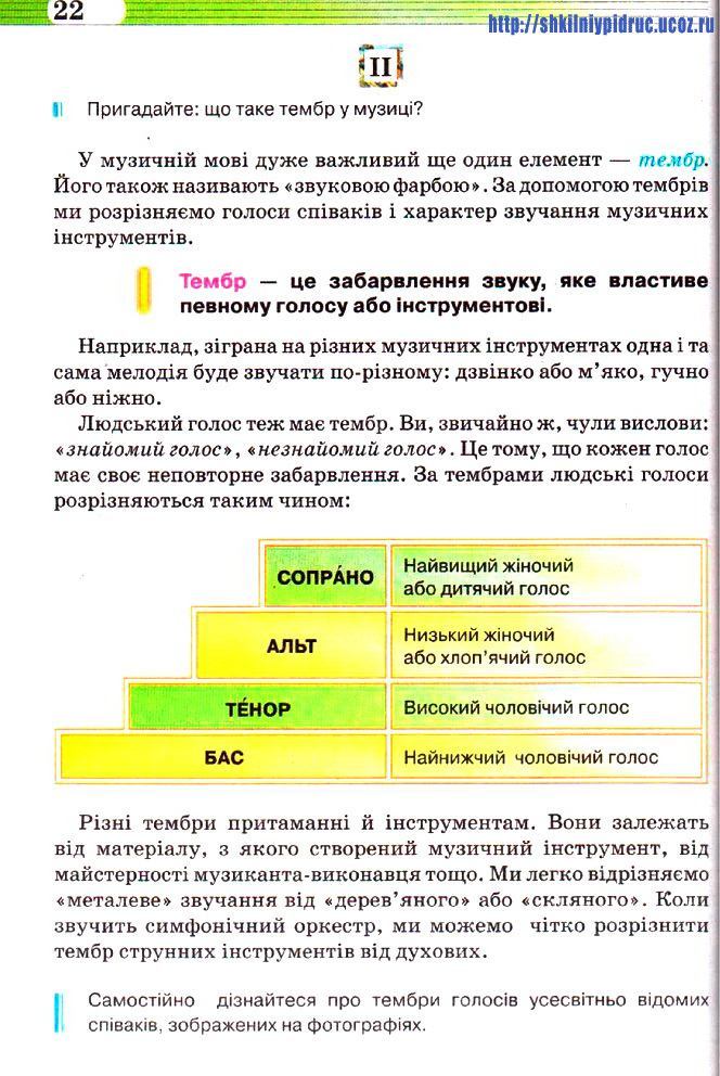 Музичне мистецтво 5 клас Масол