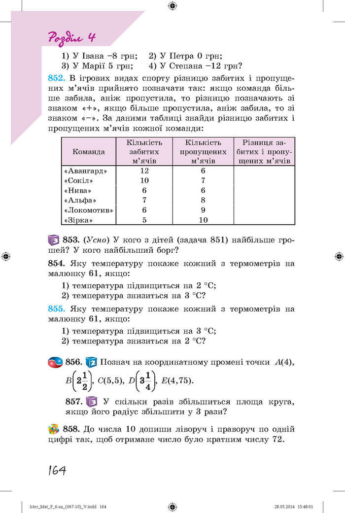 Підручник Математика 6 клас Істер