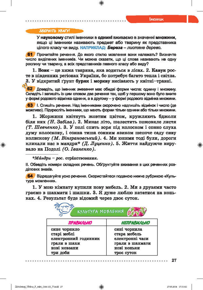 Українська мова 6 класc Заболотний (Рус.)