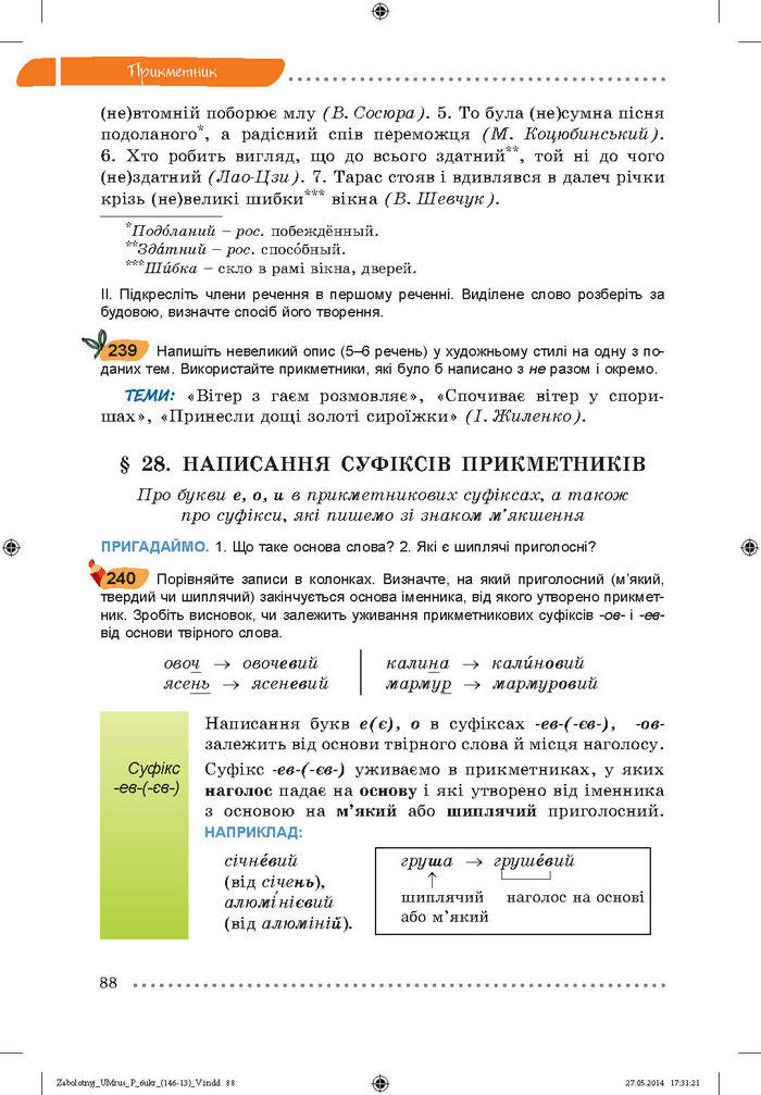 Українська мова 6 класc Заболотний (Рус.)