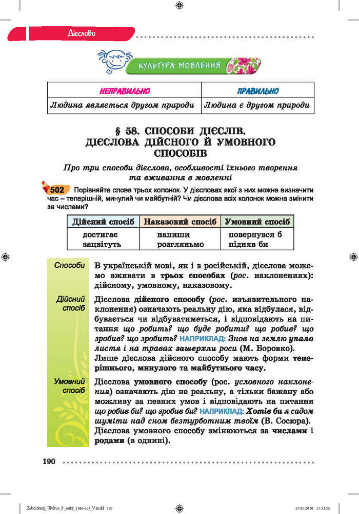 Українська мова 6 класc Заболотний (Рус.)