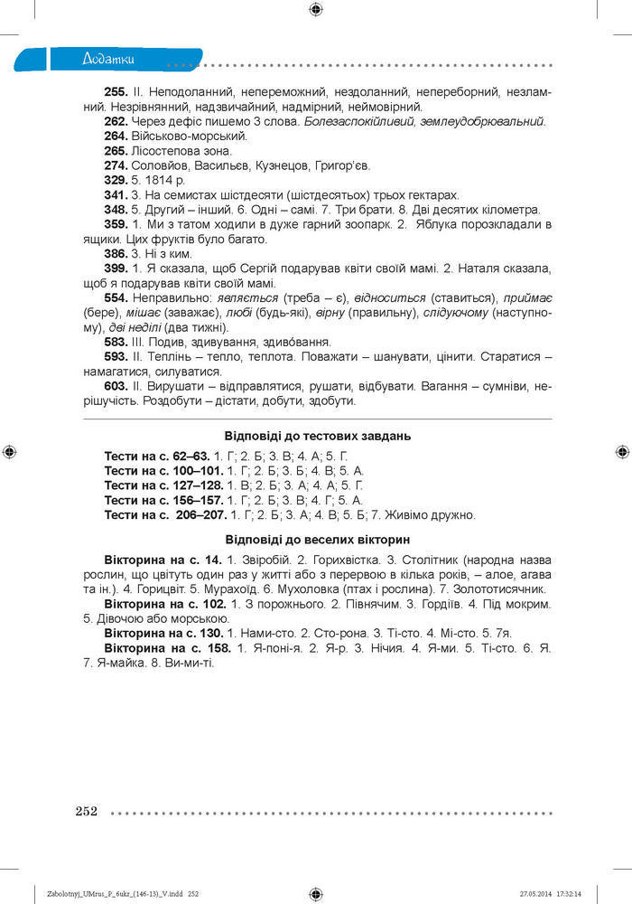 Українська мова 6 класc Заболотний (Рус.)