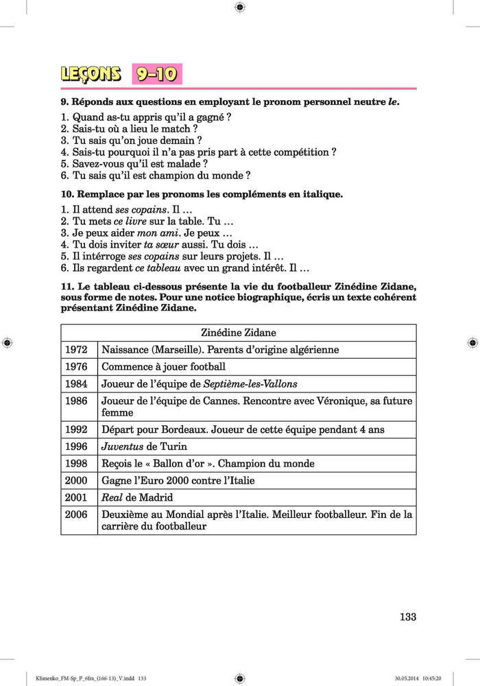 Французька мова 6 клас Клименко 2014 (Углубл.)