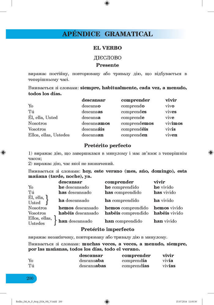 Іспанська мова 6 клас Редько (6 рік)