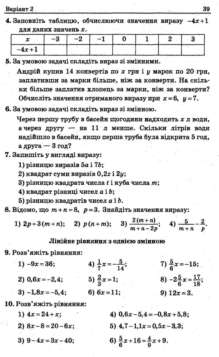 Збірник задач контрольних Алгебра 7 клас Мерзляк 2015