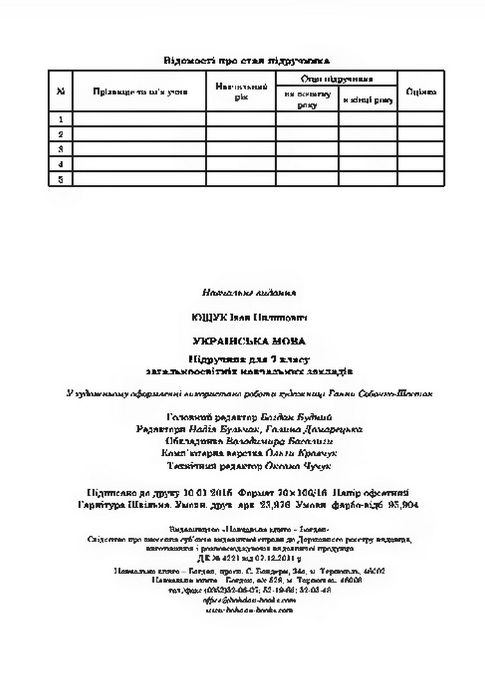 Підручник Українська мова 7 клас Ющук 2015