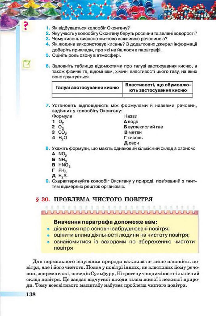 Підручники Хімія 7 клас Ярошенко 2015