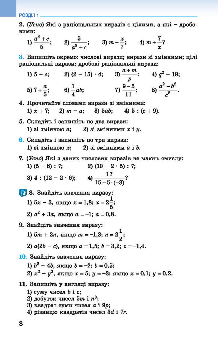 Підручник Алгебра 7 клас Істер 2015