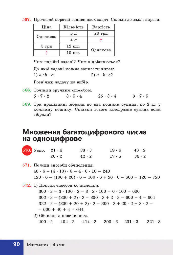 Підручник Математика 4 клас Листопад 2015