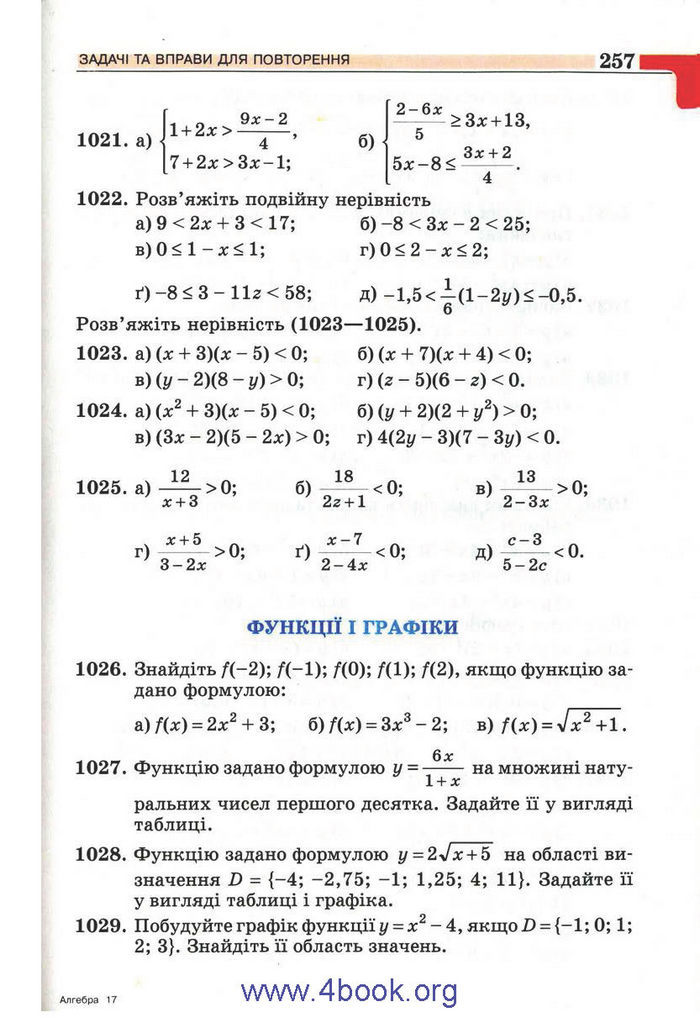 Підручник Алгебра 9 клас Бевз