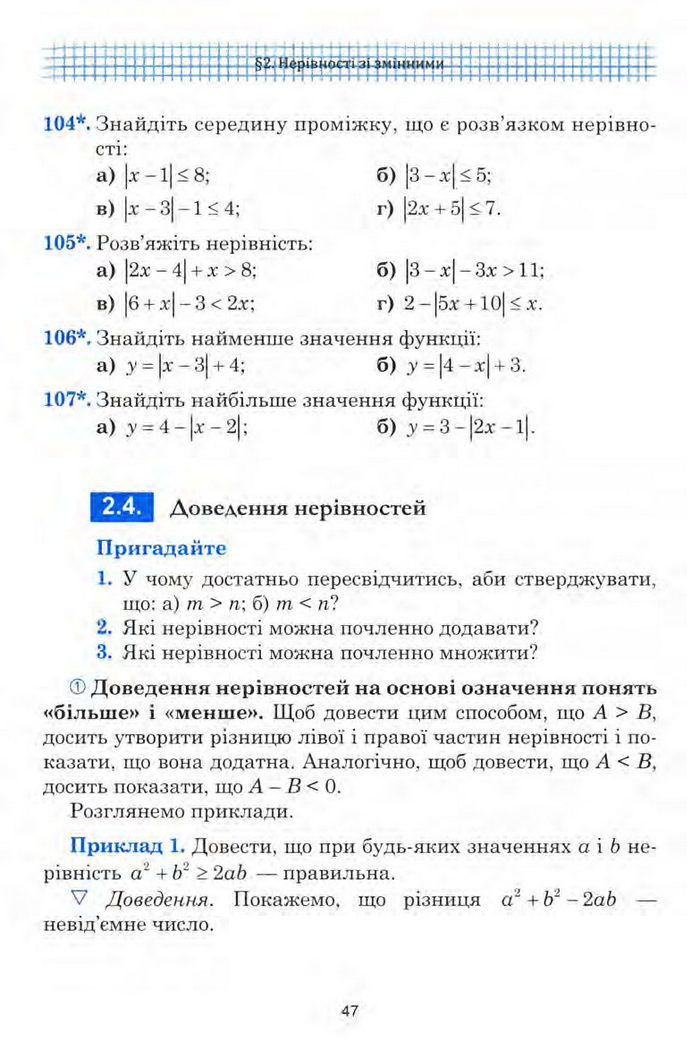 Алгебра 9 клас Мальований