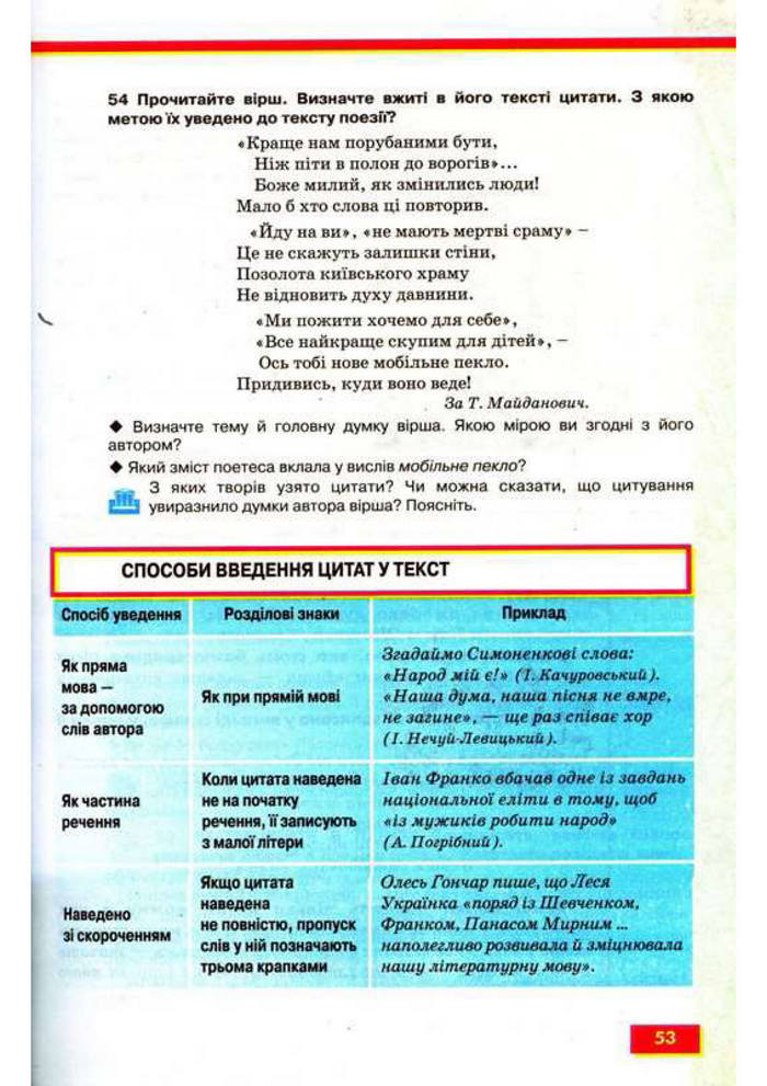 Підручник Українська мова 9 клас Глазова