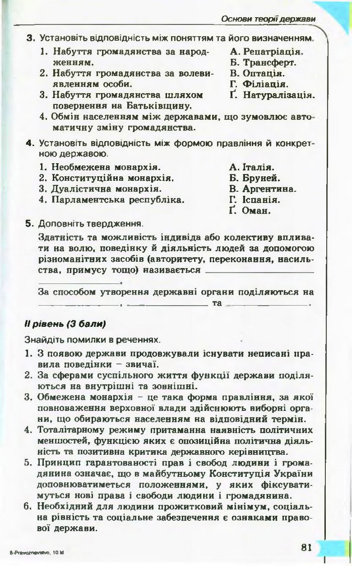 Підручник Правознавство 10 клас Гавриш