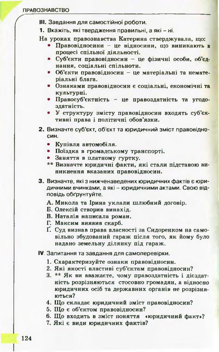 Підручник Правознавство 10 клас Гавриш