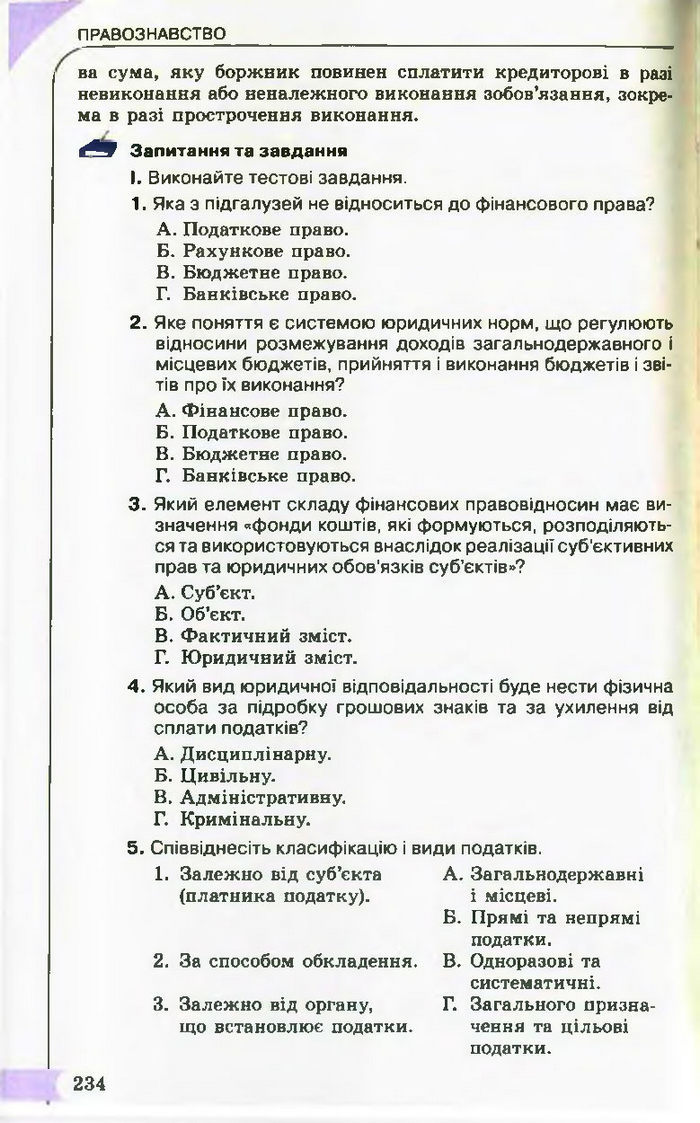 Підручник Правознавство 10 клас Гавриш