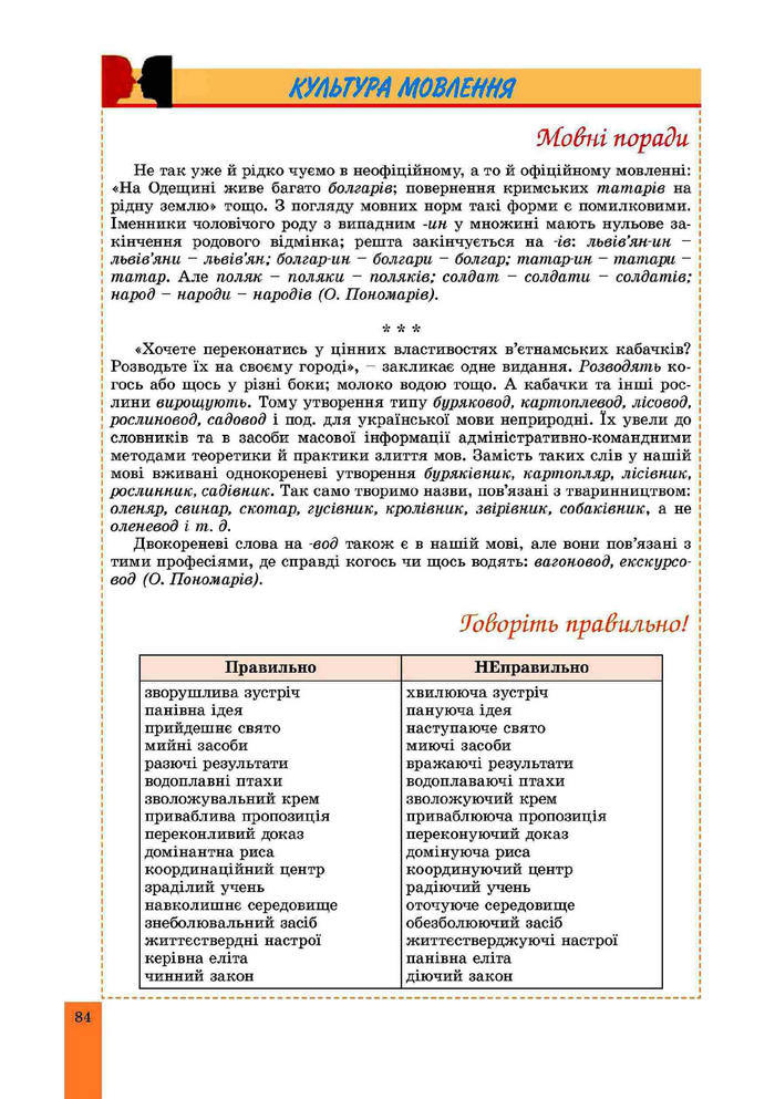 Підручник Українська мова 10 клас Заболотний