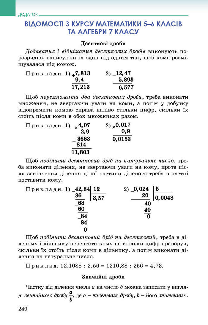 Підручник Алгебра 8 клас Істер 2016 (Укр.)