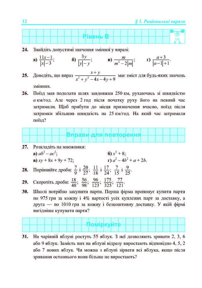 Підручник Алгебра 8 клас Кравчук 2016