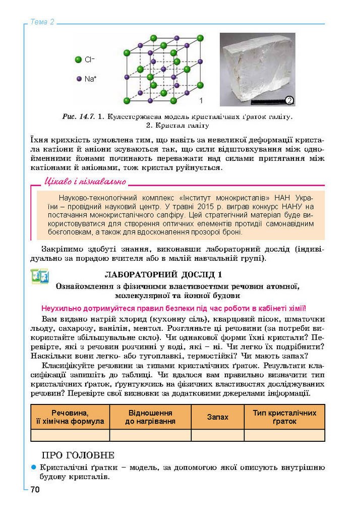 Підручник Хімія 8 клас Лашевська 2016