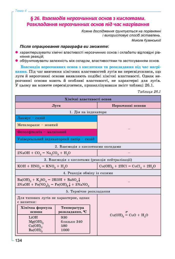 Підручник Хімія 8 клас Лашевська 2016