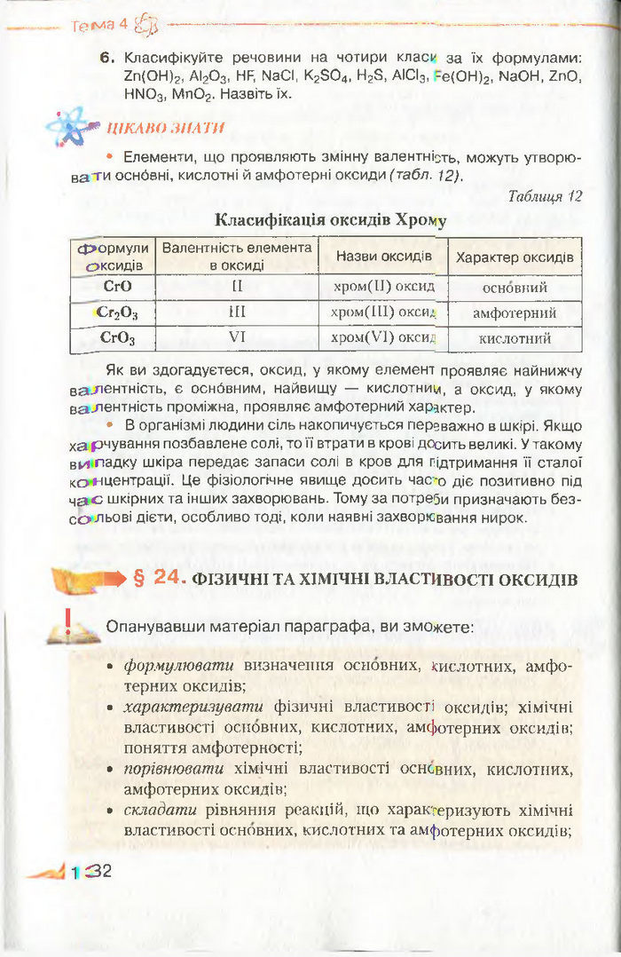 Підручник Хімія 8 клас Савчин 2016