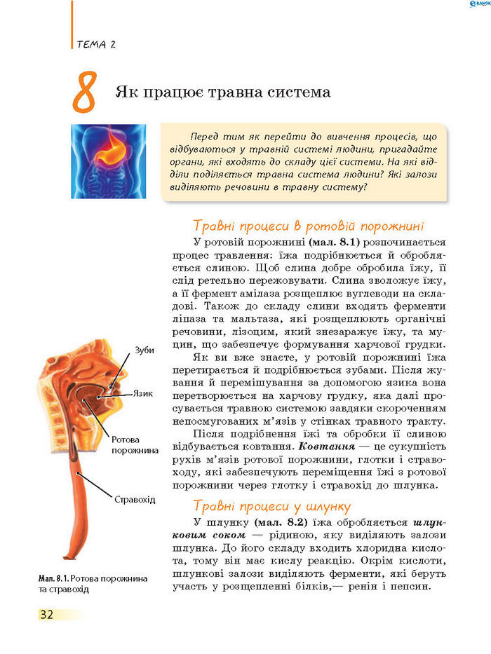 Підручник Біологія 8 клас Задорожний 2016 (Укр.)