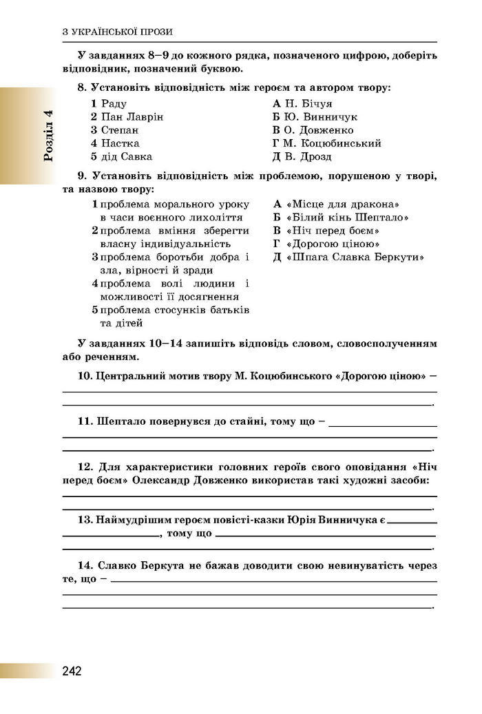 Підручник Українська література 8 клас Міщенко 2016