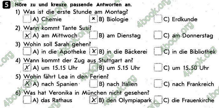 ГДЗ (Ответы) Тестовий зошит Німецька мова 8 клас Сотникова 2016. Відповіді