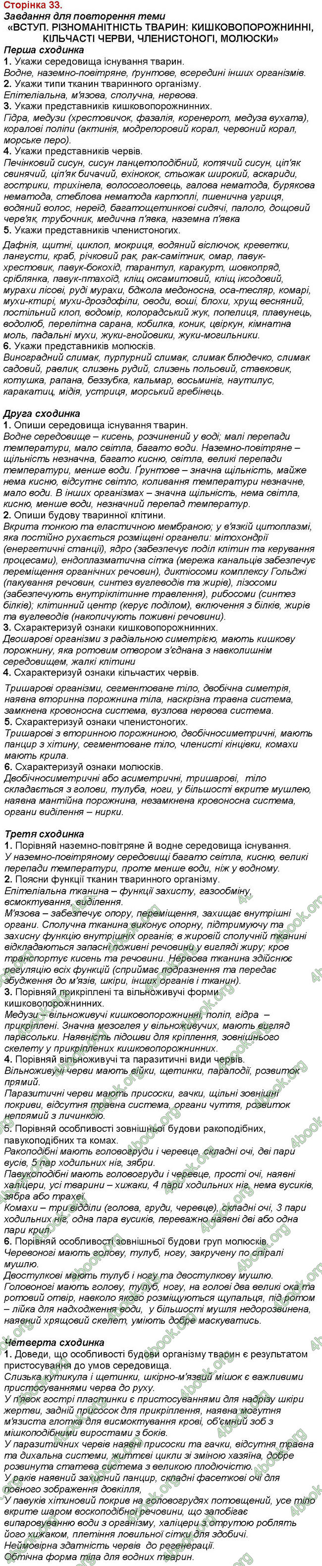 ГДЗ (Ответы, Відповіді) Зошит Біологія 7 клас Вихренко, Андерсон