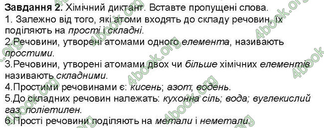 Відповіді Зошит хімія 7 клас Савчин. ГДЗ