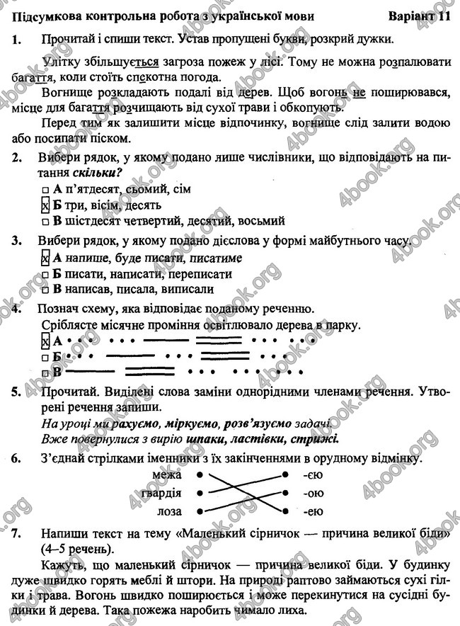 Відповіді (ответы) - ДПА (ПКР) Українська мова 4 клас 2017. ПіП