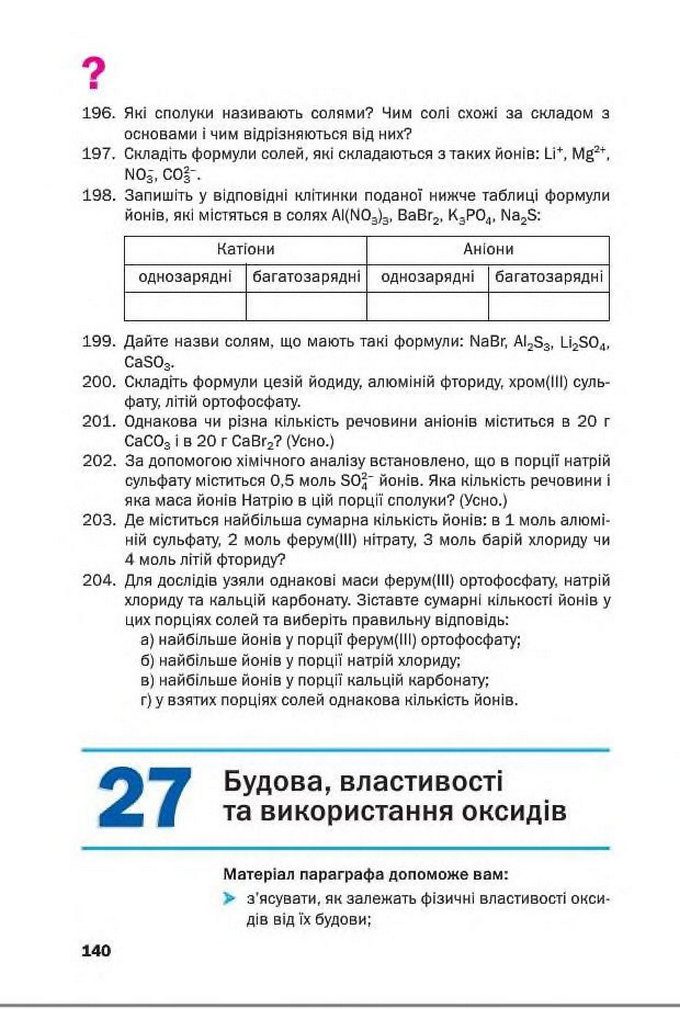 Підручник Хімія 8 клас Попель 2016