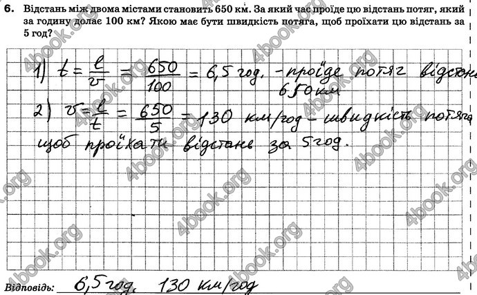 ГДЗ (Ответы) Зошит контроль Математика 6 клас Тарасенкова. Відповіді