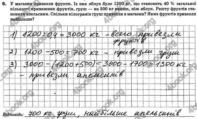 ГДЗ Зошит контроль Математика 6 клас Тарасенкова