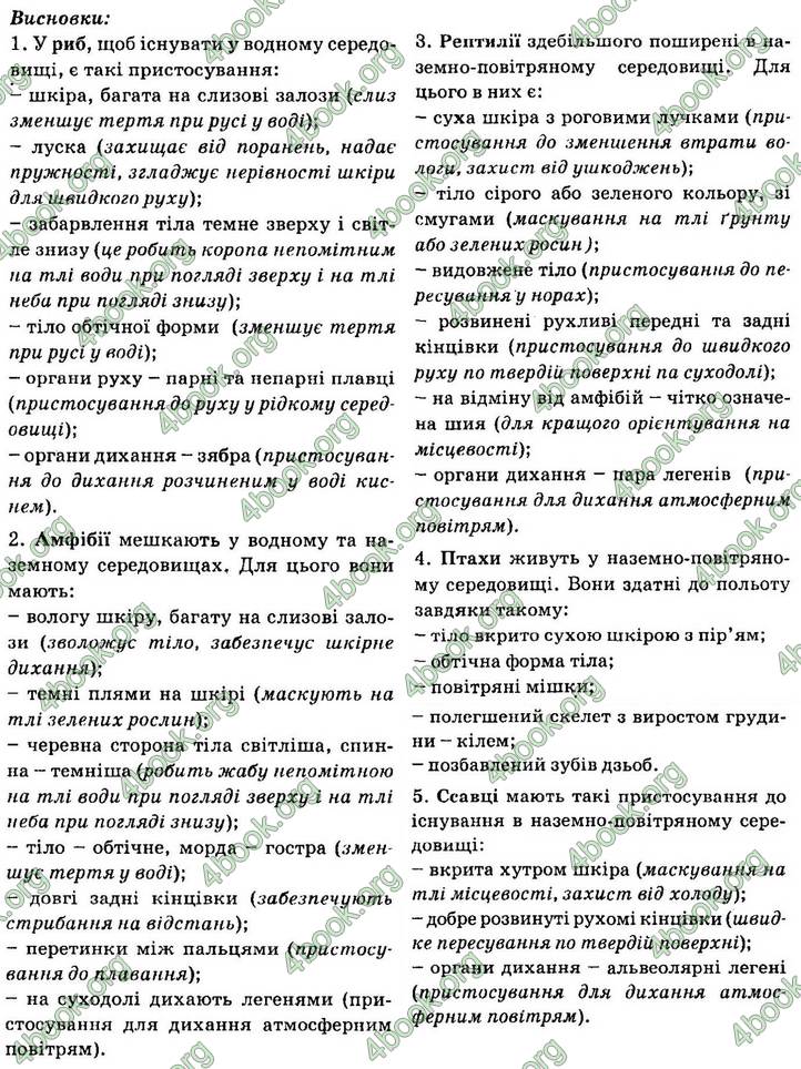 Відповіді Біологія 7 клас Остапченко 2015