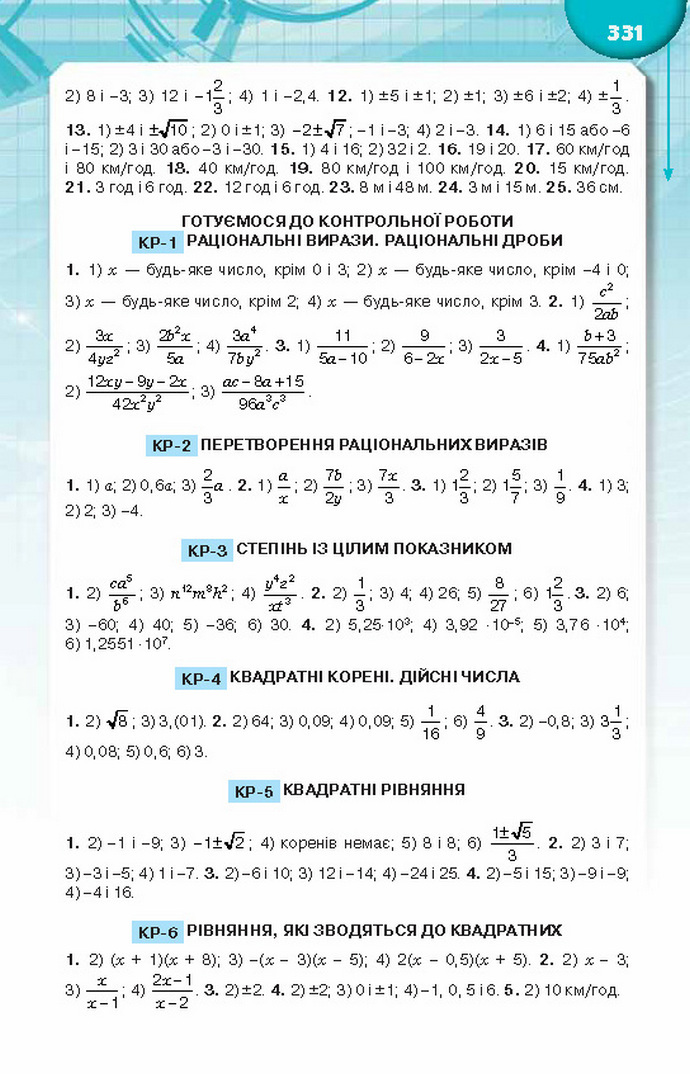 Підручник Алгебра 8 клас Тарасенкова 2016