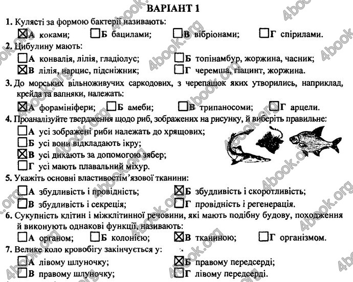 Відповіді (ответы) ДПА Біологія 9 клас 2017. ПіП Барна