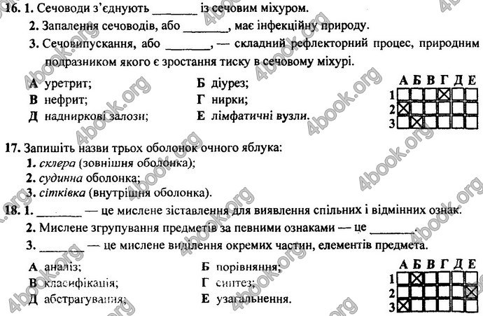 Відповіді (ответы) ДПА Біологія 9 клас 2017. ПіП Барна