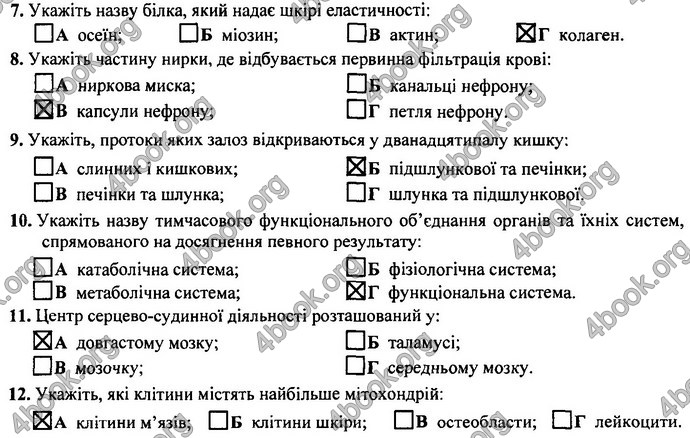 Відповіді (ответы) ДПА Біологія 9 клас 2017. ПіП Барна