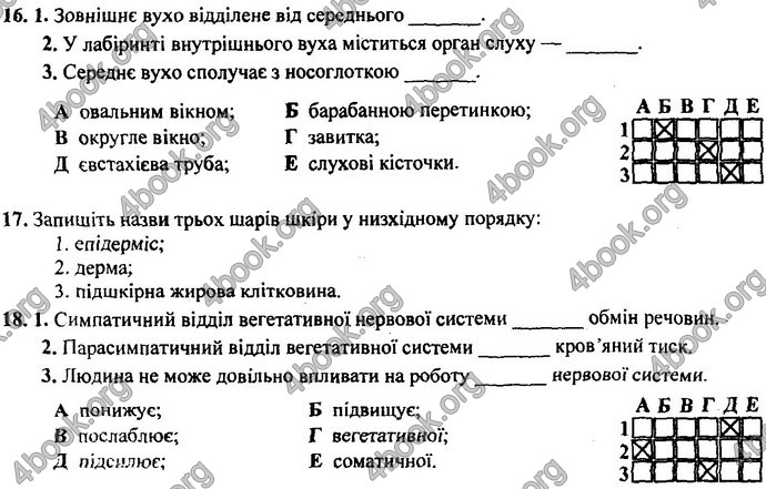 Відповіді (ответы) ДПА Біологія 9 клас 2017. ПіП Барна