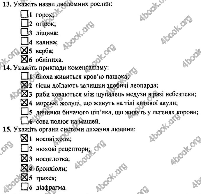 Відповіді (ответы) ДПА Біологія 9 клас 2017. ПіП Барна