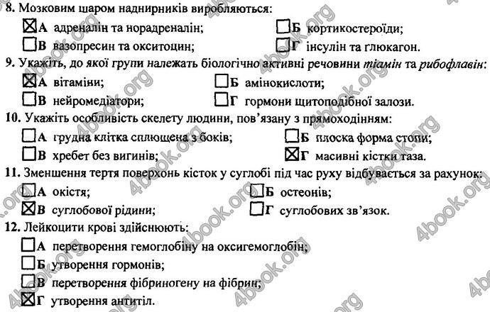 Відповіді (ответы) ДПА Біологія 9 клас 2017. ПіП Барна