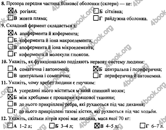 Відповіді (ответы) ДПА Біологія 9 клас 2017. ПіП Барна