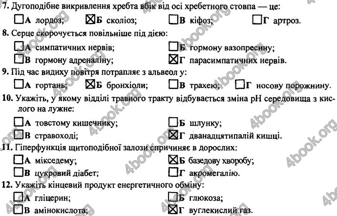 Відповіді (ответы) ДПА Біологія 9 клас 2017. ПіП Барна