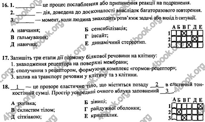 Відповіді (ответы) ДПА Біологія 9 клас 2017. ПіП Барна