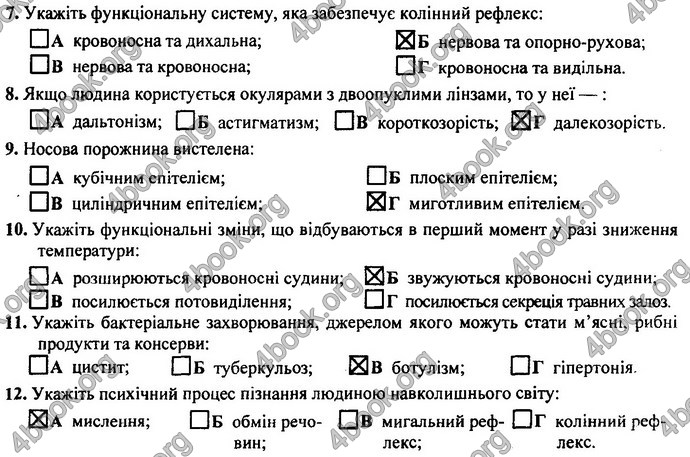 Відповіді (ответы) ДПА Біологія 9 клас 2017. ПіП Барна