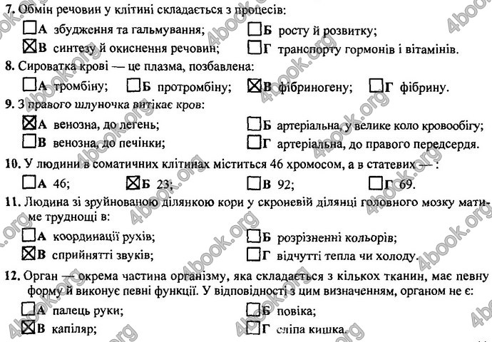 Відповіді (ответы) ДПА Біологія 9 клас 2017. ПіП Барна