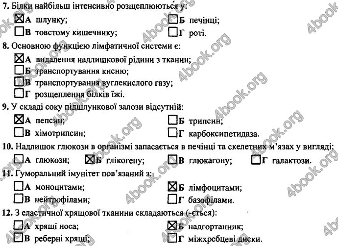 Відповіді (ответы) ДПА Біологія 9 клас 2017. ПіП Барна