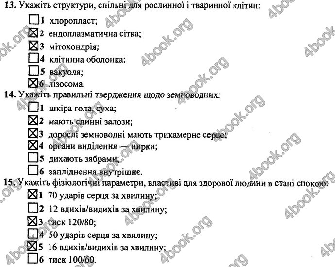 Відповіді (ответы) ДПА Біологія 9 клас 2017. ПіП Барна