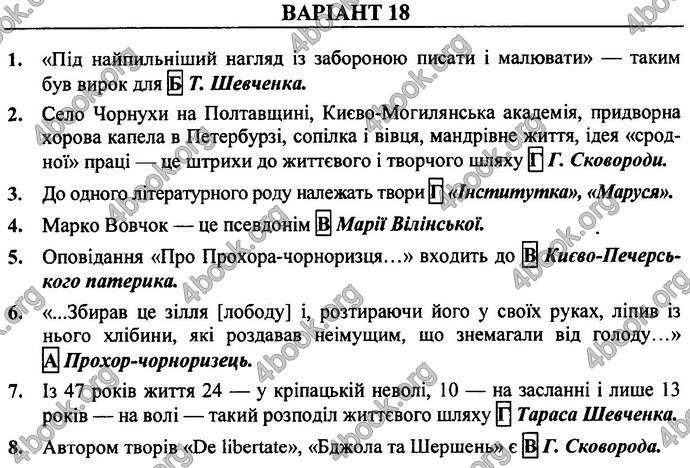 Відповіді ДПА Українська література 9 клас 2017. ПіП